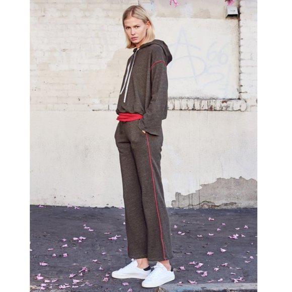 SUNDRY Lounge Pants with Red Piping Flare Cropped - Picture 11 of 11